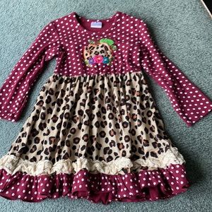 Pumpkin dress with cheetah and Polk a dots